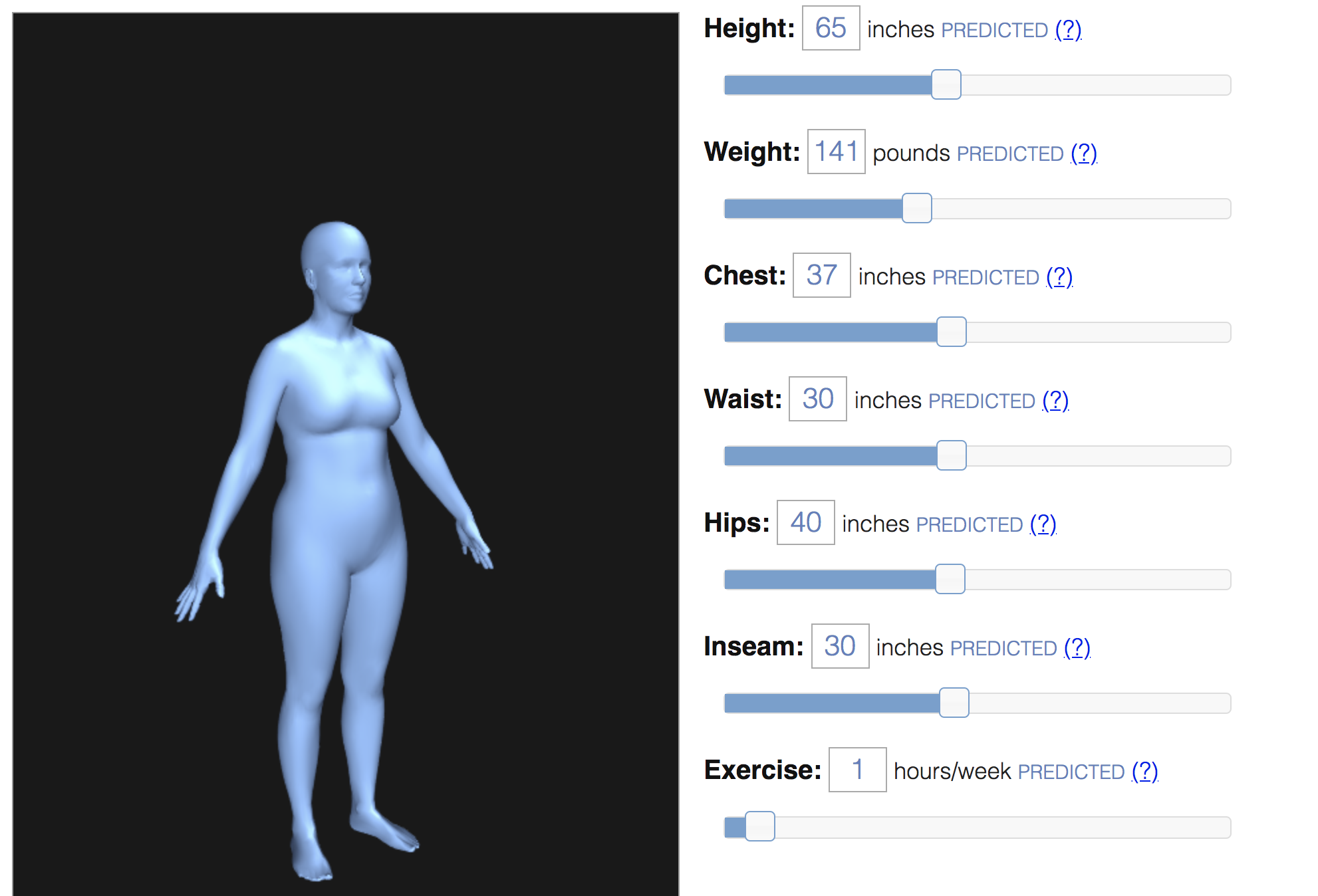 Body Measurements Visualizer, This calculator combines the output from  several individual calculators to give you a full body analysis.
